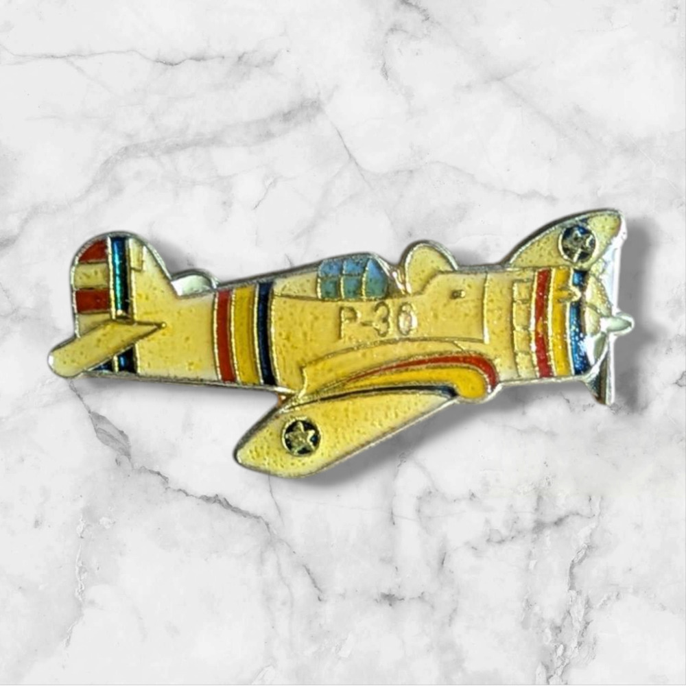 Vintage Enamel Hat Lapel Pin Curtiss P36 Hawk Airplane Aircraft